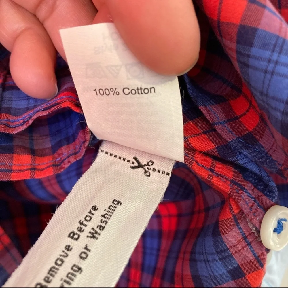 J. Crew Red and Blue Plaid Button-Down Shirt